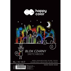 BLOK CZARNY NA SPIRALI KOTY A5 40ARK.HAPPY COLOR