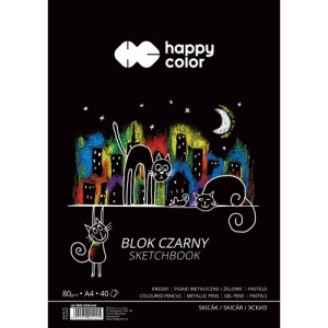 BLOK CZARNY NA SPIRALI KOTY A4 40ARK.HAPPY COLOR
