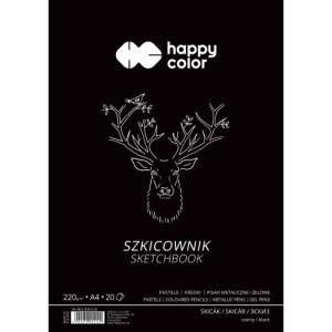 SZKICOWNIK NA SPIRALI CZARNY A4 20ARK.220GR.H.COL.