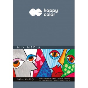 BLOK MIX MEDIA ART.A4 25K.200GR.HAPPY COLOR