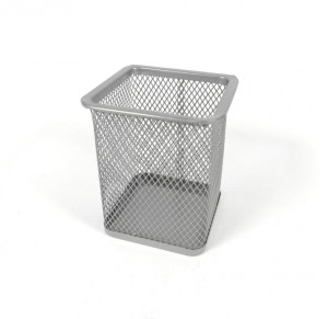 POJEMNIK NA DŁUGOPISY KWADRAT METAL SREBRNY