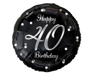 BALON FOLIO.HAPPY 40 BIRTHDAY CZARNY NADR SR.18''