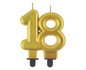 ŚWIECZKA B&C CYFERKA "18" METALIK ZŁOTA 8CM