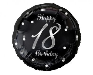 BALON FOL.18" B&C HAPPY 18 BIRTHDAY CZARNY NADR.SR