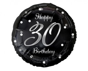 BALON FOL.18" B&C HAPPY 30 BIRTHDAY CZARNY NADR.SR