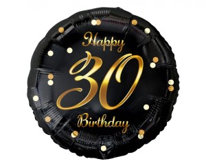 BALON FOL.18" B&C HAPPY 30 BIRTHDAY CZARNY NADR.ZŁ