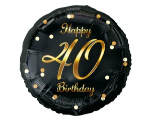 BALON FOL.18" B&C HAPPY 40 BIRTHDAY CZARNY NADR.ZŁ