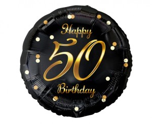 BALON FOL.18" B&C HAPPY 50 BIRTHDAY CZARNY NADR.ZŁ