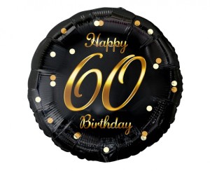 BALON FOL.18" B&C HAPPY 60 BIRTHDAY CZARNY NADR.ZŁ