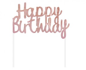 DEKORACJA PAP.B&C HAPPY BIRTHDAY RÓŻ.-ZŁOTA 11X14