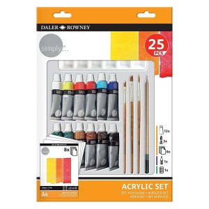 ZESTAW FARB AKRYLOWYCH SIMPLY ACRYLIC+AKCES.25szt.