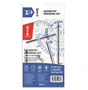 ZESTAW KREŚLARSKI MEMOBE BY PRATEL Z LINIJKĄ 20CM.