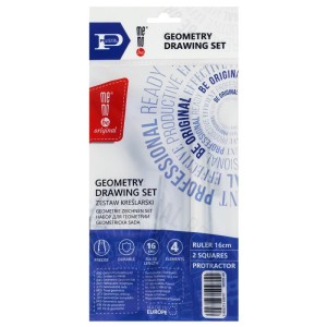 ZESTAW KREŚLARSKI MEMOBE BY PRATEL Z LINIJKĄ 16cm