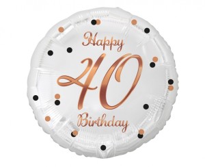 BALON FOLIOWY B&C HAPPY 40 BIRTH.BIAŁY NADR.RÓŻ/ZŁ