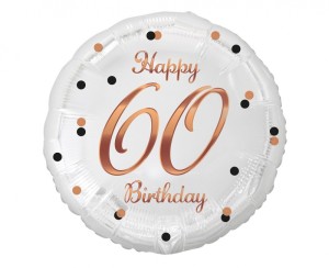 BALON FOLIOWY B&C HAPPY 60 BIRTH.BIAŁY NADR.RÓŻ/ZŁ