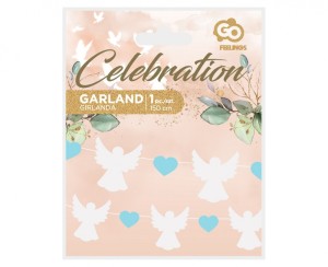 GIRLANDA PAPIEROWA ANIOŁKI 10x12cm NIEB.SERD.150cm