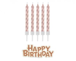 ŚWIECZKI B&C HAPPY BIRTHDAY RÓŻOWO-ZŁOTE 16szt.