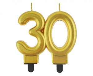 ŚWIECZKA B&C CYFERKA "30" METALIK ZŁOTA 8CM