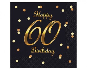 SERWETKI B&C HAPPY 60 BIRTH.33x33 CZARNE NADR.ZŁ.