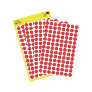 ETYKIETY KÓŁKA śr.8mm.4ark.CZERWONE AVERY ZWECKFORM