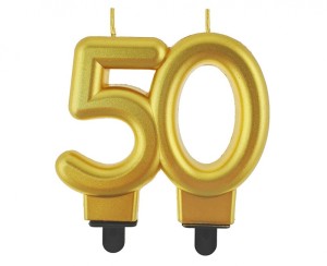 ŚWIECZKA B&C CYFERKA "50" METALIK ZŁOTA 8CM