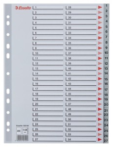 PRZEKŁADKI PP SZARE NUMERYCZNE A4 1-54