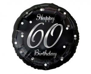BALON FOLIOWY B&C HAPPY 60 BIRTH.CZARNY NADR.SREB.