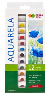FARBY AKWARELOWE STUDIO 12KOL.x12ML.HAPPY COLOR