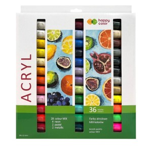 FARBA AKRYLOWA ZESTAW 36KOL.x12ml HAPPY COLOR