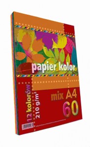 PAPIER KSERO MIX KOLOR A4 60ark.12kol.210gr.
