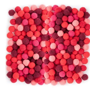 POMPONY POLIESTROWE 1cm MIX CZERWONY 120szt.