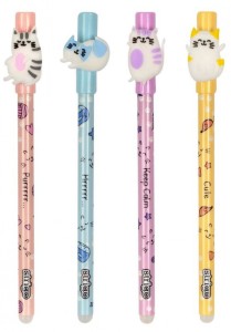 STRIGO DŁUGOPIS WYMAZYWALNY ZE SKUWKĄ LAZY CATS