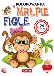 KOLOROWANKA. MAŁPIE FIGLE Z NAKLEJKAMI