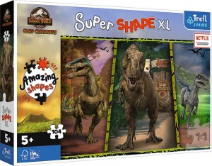 Puzzle 104 XL Super Shape - Kolorowe dinozaury!
