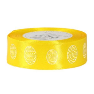 WSTĄŻKA SATYNOWA WIELKANOC JAJKO 25MM/22MB ŻÓŁTA