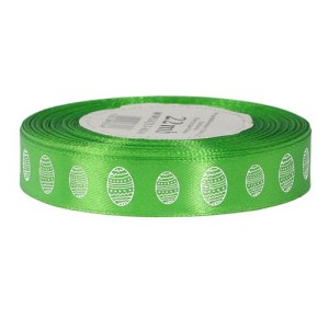 WSTĄŻKA SATYNOWA WIELKANOC JAJKO 15MM/22MB TRAWA