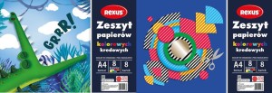 ZESZYT PAPIERÓW KOLOROWYCH KREDOWANYCH A4 8k.