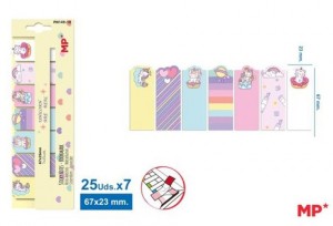 ZAKŁADKI INDEKS.PAPIER.RÓŻNE WZORY 25x67mm.7x25k.