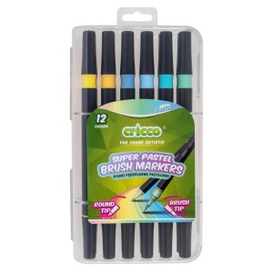 PISAKI PASTELOWE PĘDZELKOWE DWUSTR.CRICCO 12KOL.