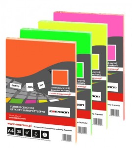 ETYKIETY SAMOPRZ.A4 FLUO POMARAŃCZOWE 25ark.