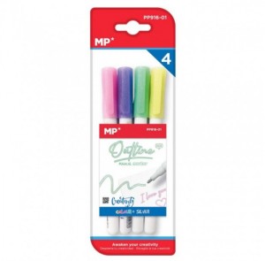 MARKERY Z PODWÓJNĄ LINIĄ 4 KOL. BLISTER /4/