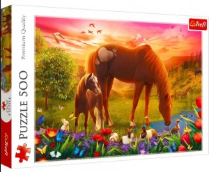 Puzzle 500 - Konie na łące !!