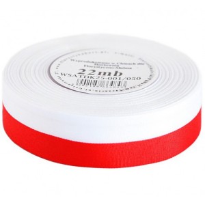 WSTĄŻKA SATYNOWA BIAŁO-CZERWONA 19MM/22MB