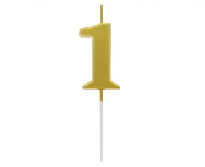 ŚWIECZKA PIKER B&C CYFERKA "1" METAL.ZŁOTA
