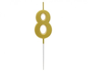 ŚWIECZKA PIKER B&C CYFERKA "8" METAL.ZŁOTA
