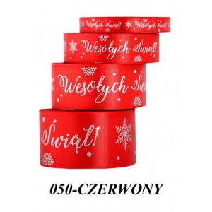 WSTĄŻKA WESOŁYCH ŚWIĄT 12MM/22MB CZERWONA