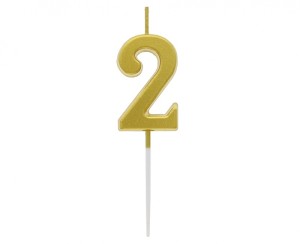 ŚWIECZKA PIKER B&C CYFERKA "2" METAL.ZŁOTA