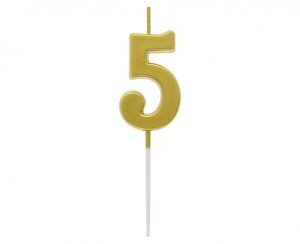 ŚWIECZKA PIKER B&C CYFERKA "5" METAL.ZŁOTA