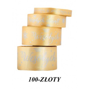 WSTĄŻKA WESOŁYCH ŚWIĄT 12MM/22MB ZŁOTA