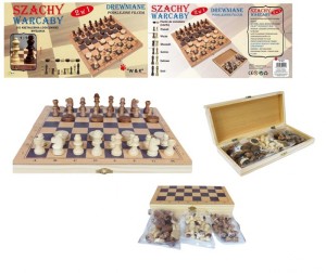 2 w1 SZACHY I WARCABY DREWNIANE 29x29cm.JYWK 392